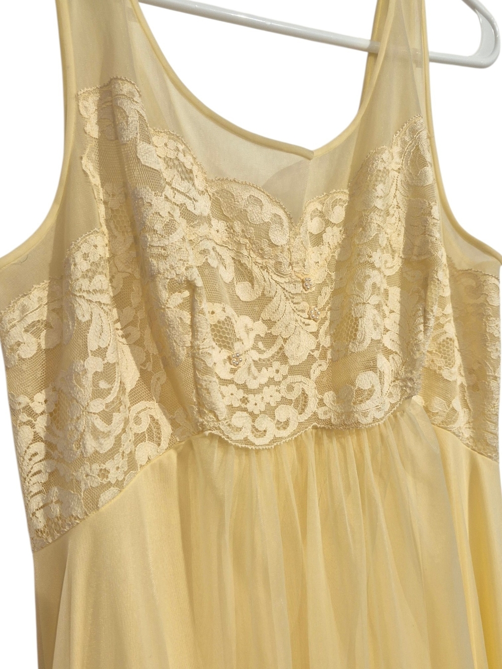 Vintage Shadowline Yellow Lace Peignoir Robe And Negligee Set - Small - Picture 5 of 10